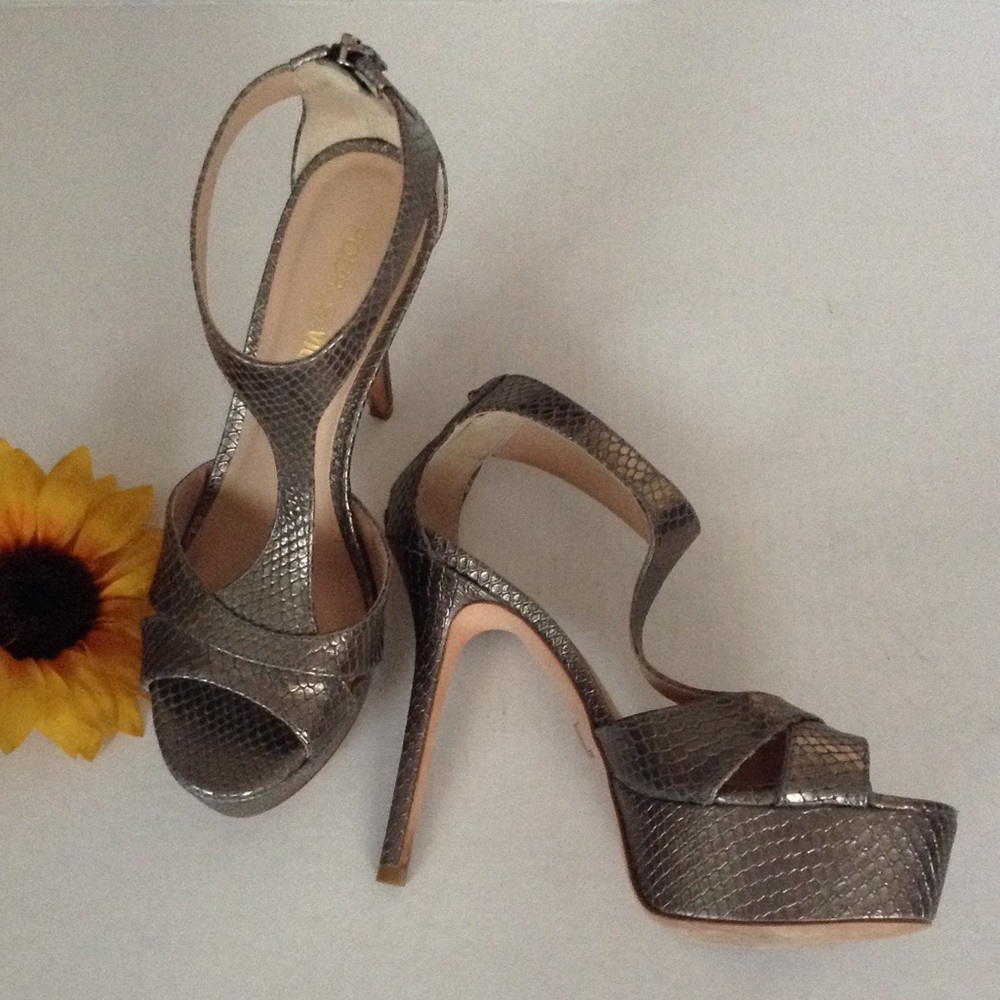 VERO CUOIO PEWTER REPTILE PLATFORM HEELS 6